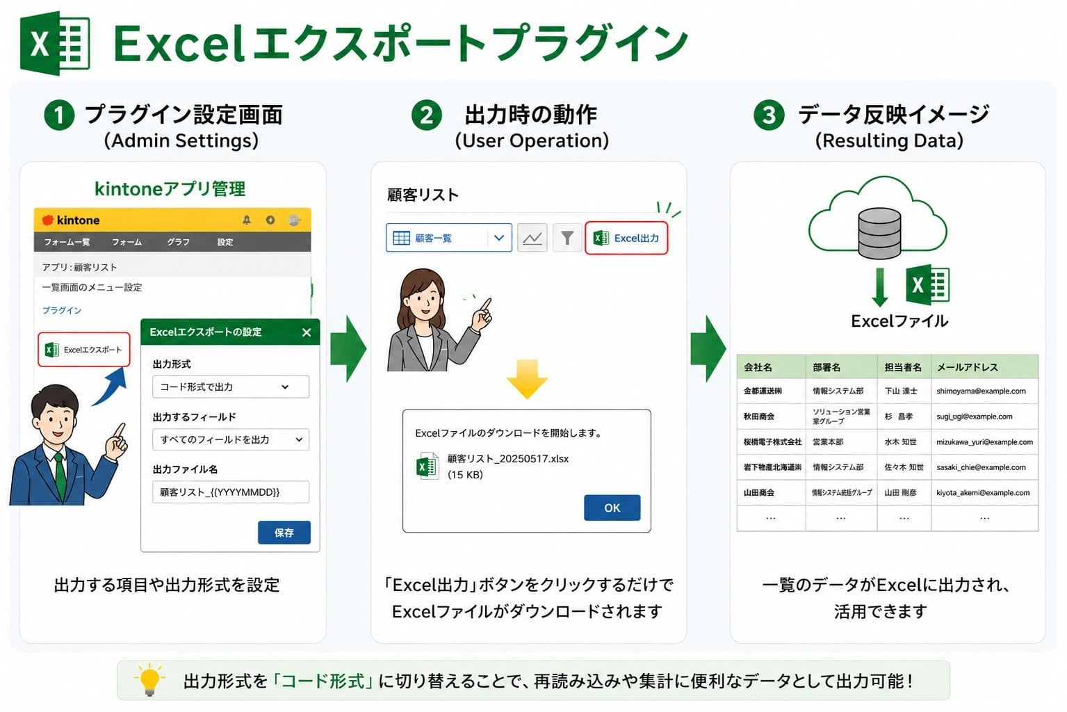 Excelエクスポートプラグインの設定〜出力の流れ