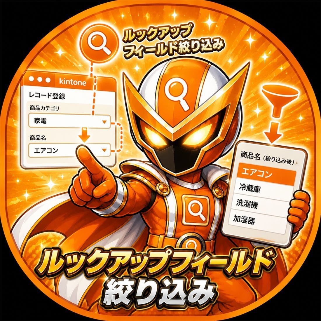 ルックアップフィールド絞り込みプラグイン装着後のイメージ