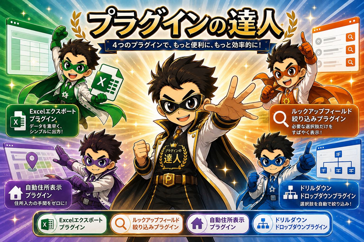 kintone プラグインの達人 4種セット